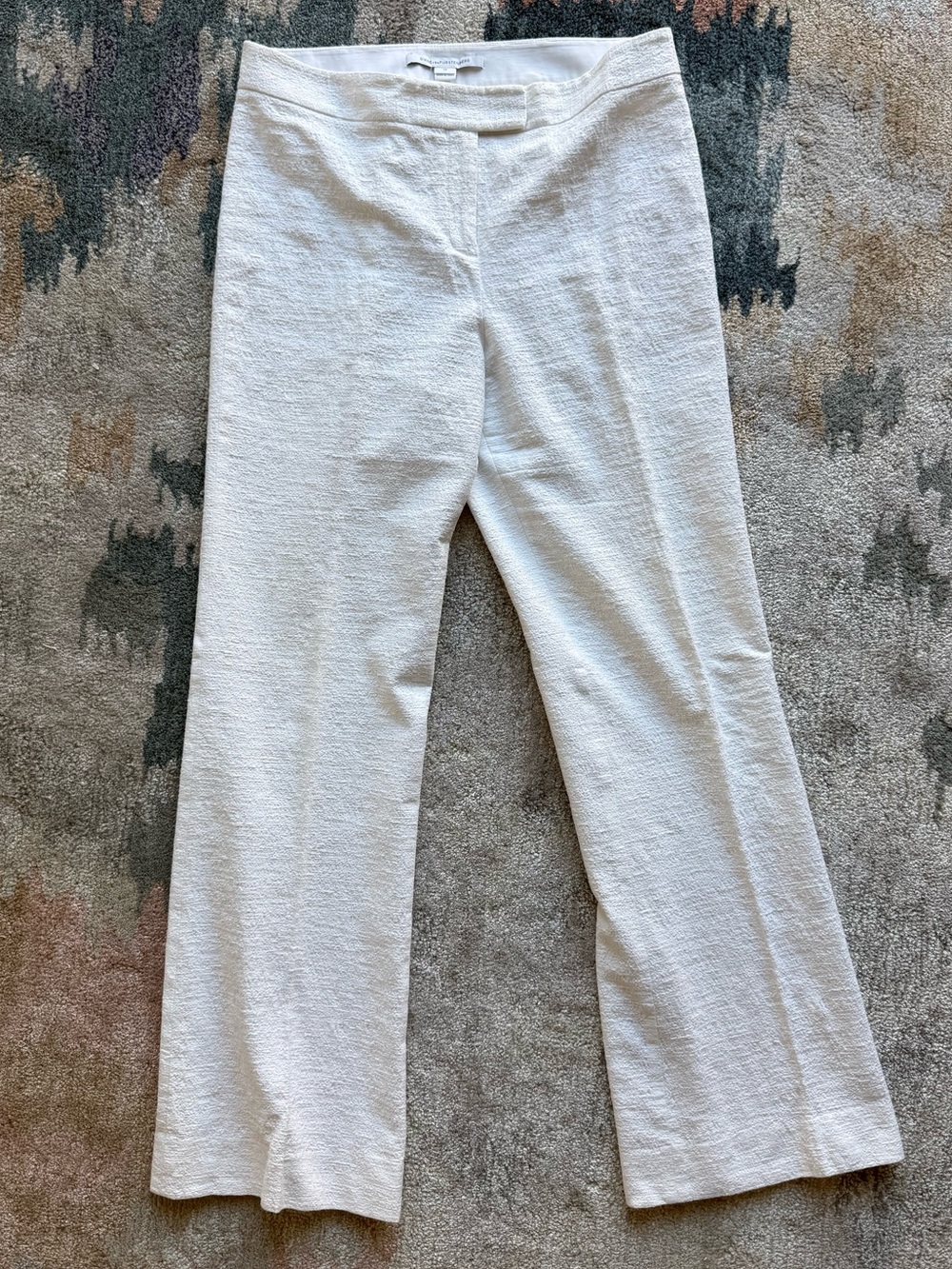 Diane Von Furstenberg White Textured Dress Pant